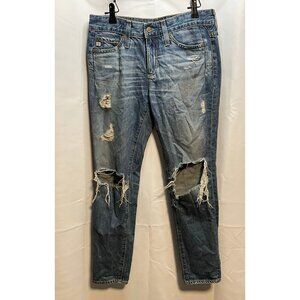 AG Adriano Goldschmied jeans womens 28 x 28 Beau slouchy skinny distressed blue